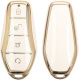 kwmobile autosleutel hoesje geschikt voor BYD Atto 3 / Sealion / Han / Tang / Dolphin / Seal hoes - TPU autosleutel behuizing - Beschermende auto sleutel case - Sleuteletui in wit / goud