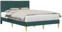 vidaXL Bedframe met hoofdeinde, donkergroen, 140 x 200 cm, stof