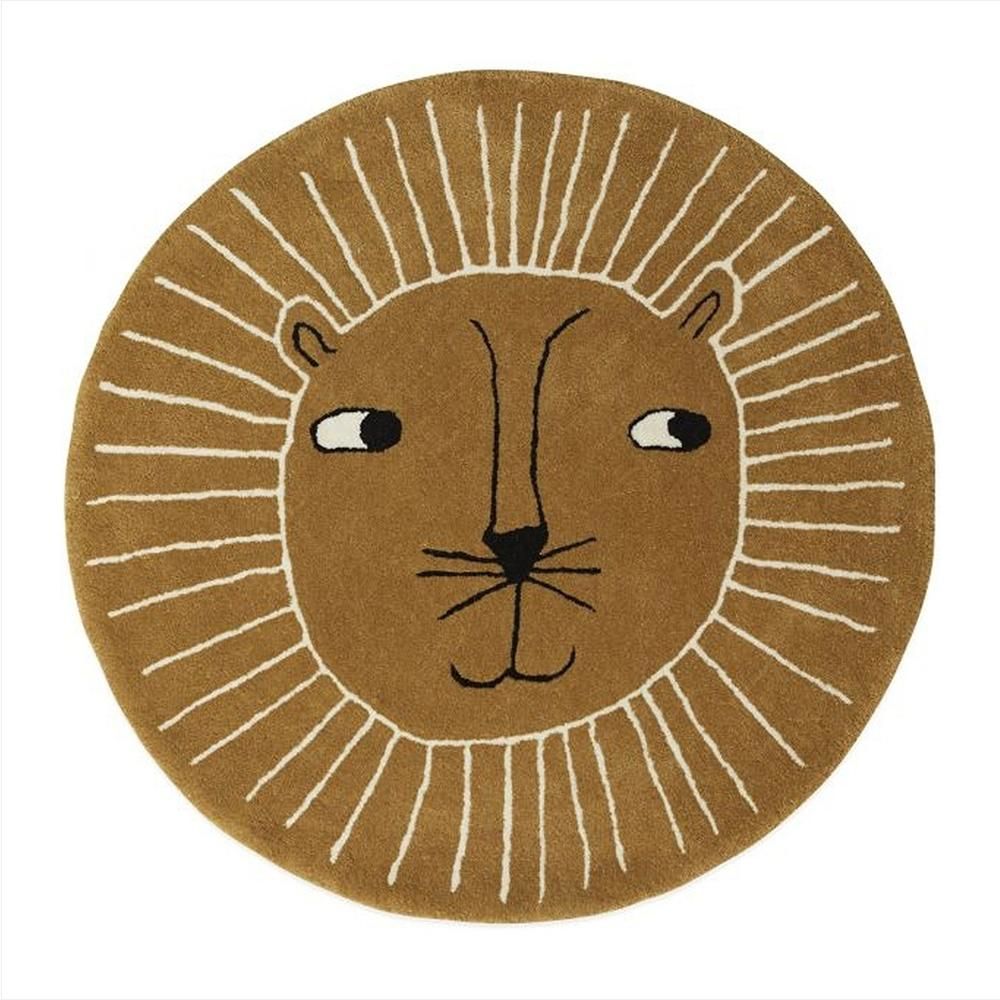 OYOY Lion Vloerkleed - Rond - Katoen/Wol - Dierenpatroon - 95cm