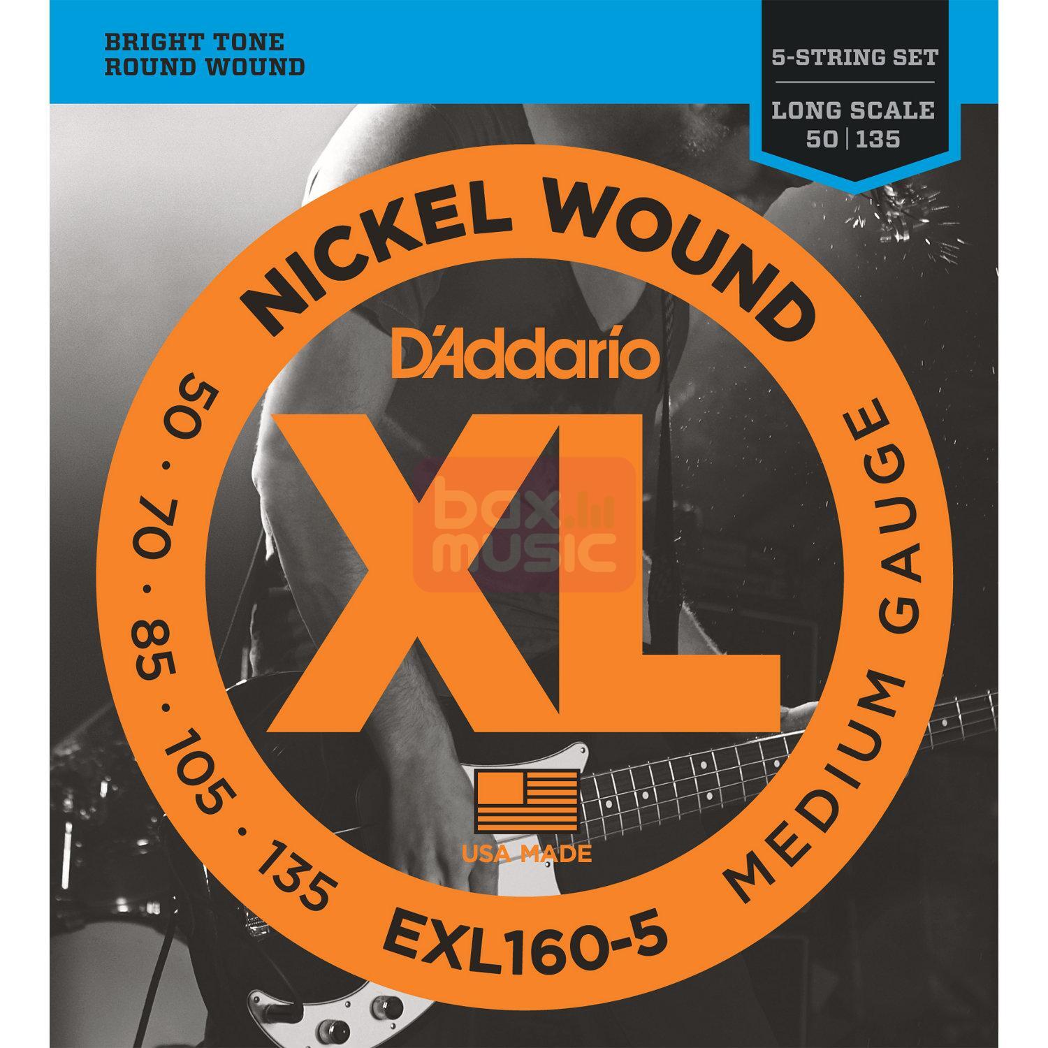 D'ADDARIO EXL160-5 snarenset voor 5-snarige elektrische basgitaar