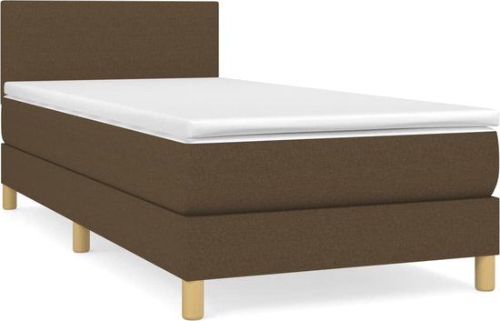 vidaXL Boxspring met matras stof donkerbruin 90x190 cm