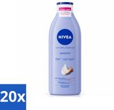 Nivea 20 x Smooth Body Milk - Sheaboter - 72 uur Hydratatie - Voor Droge Huid - 400 ml - Voordeelverpakking