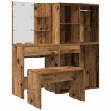vidaXL Ensemble de coiffeuse avec éclairage LED, bois d'ingénierie, couleur bois vieilli