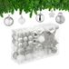 Relaxdays kerstballen set van 101, plastic, onbreekbaar, kerstboomversiering met ballen en kerstpiek, zilver/wit