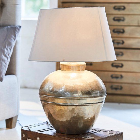 Loberon Tafellamp Madison crème/antiekzilver