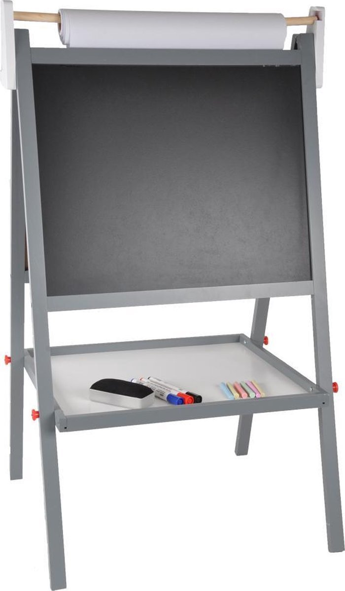 Bandits & Angels schoolbord grijs (krijtbord en whiteboard) + papierrrol en accessoires