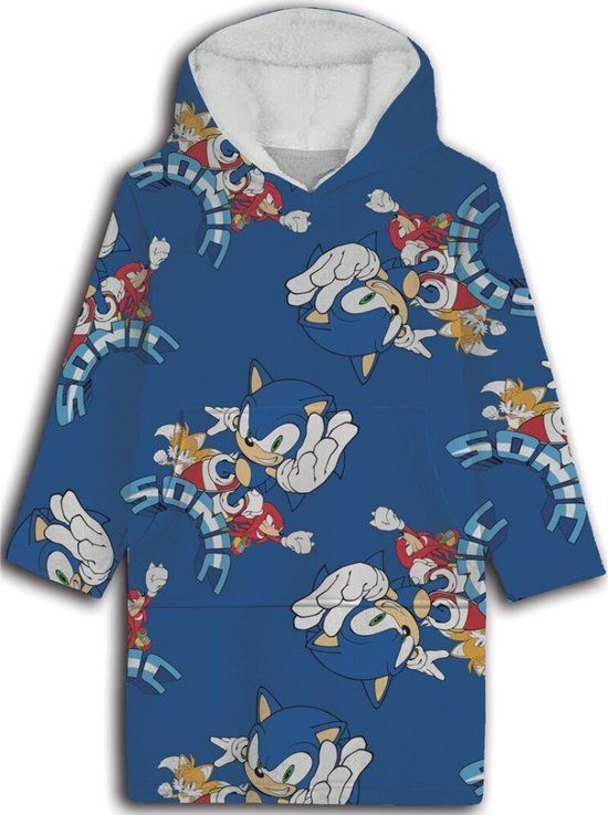 4KidsOnly Sonic Hoodie Fleece deken, Blue Wonder - Kind - One Size
