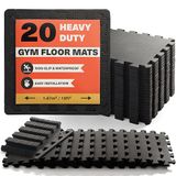 MATANA 20 Vloerbeschermingsmatten, Fitnessmatten met Randen voor Fitnessruimte, Fitnessapparaten, Fitness, Zwembad, Garage - EVA-Schuimtegels - 30x30cm (1,8 m2 /19,3 sq ft)