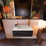 Mondiaz ERIN 80cm badmeubelset onderkast Antracite met 1 lade + Wastafel RIDGE Linen