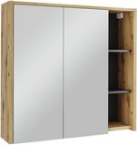 Vicco Viola Badkamerspiegelkast – 80 x 75 cm met open vakken Artisanaal/grijs