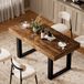 MODENUIT Table à manger - Extensible - Rectangulaire - Noir et Brun Rustique - Panneaux de particules - 120-160 cm