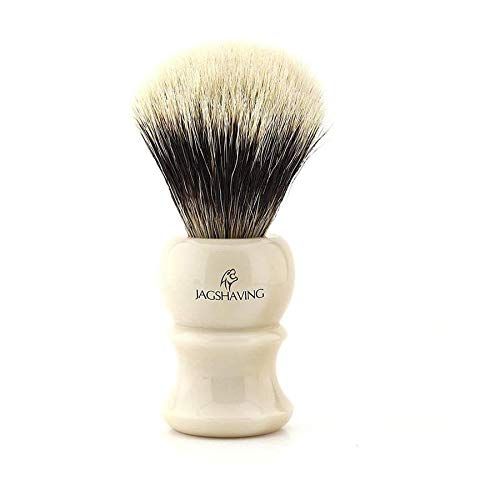 Jag Shaving Luxe Mens Scheerborstel met Pure Silver Tip Dassenhaar Varkenshaar voor Perfect Natte Scheren