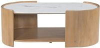 Vente-unique Salontafel ISLARA mangohout en marmer naturel/wit