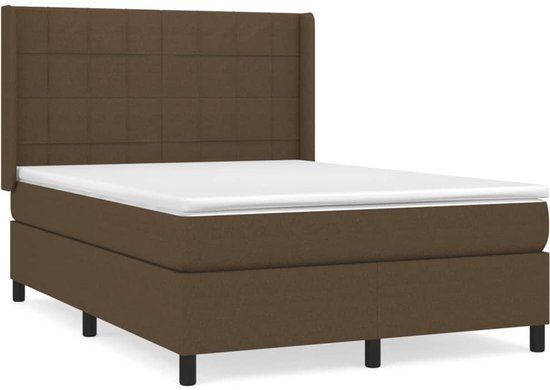 vidaXL Boxspring met matras stof donkerbruin 140x190 cm
