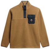 Superdry Fuji-fleecetrui met halve drukknoopsluiting Heren L Pecan Brown