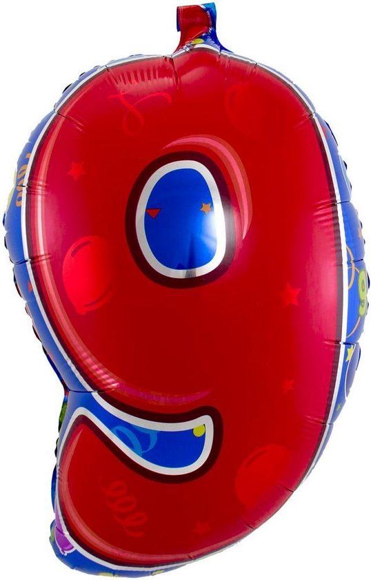 Folat Party Products Folat Folie Ballon Cijfer 9 Multicolor 56 cm