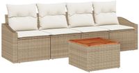 vidaXL Tuinbank Beige en wit Polyrattan 2 zitplekken