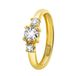 Lucardi Dames Ring met 3 zirkonia stenen - Ring - Cadeau - 14 Karaat - Geelgoud