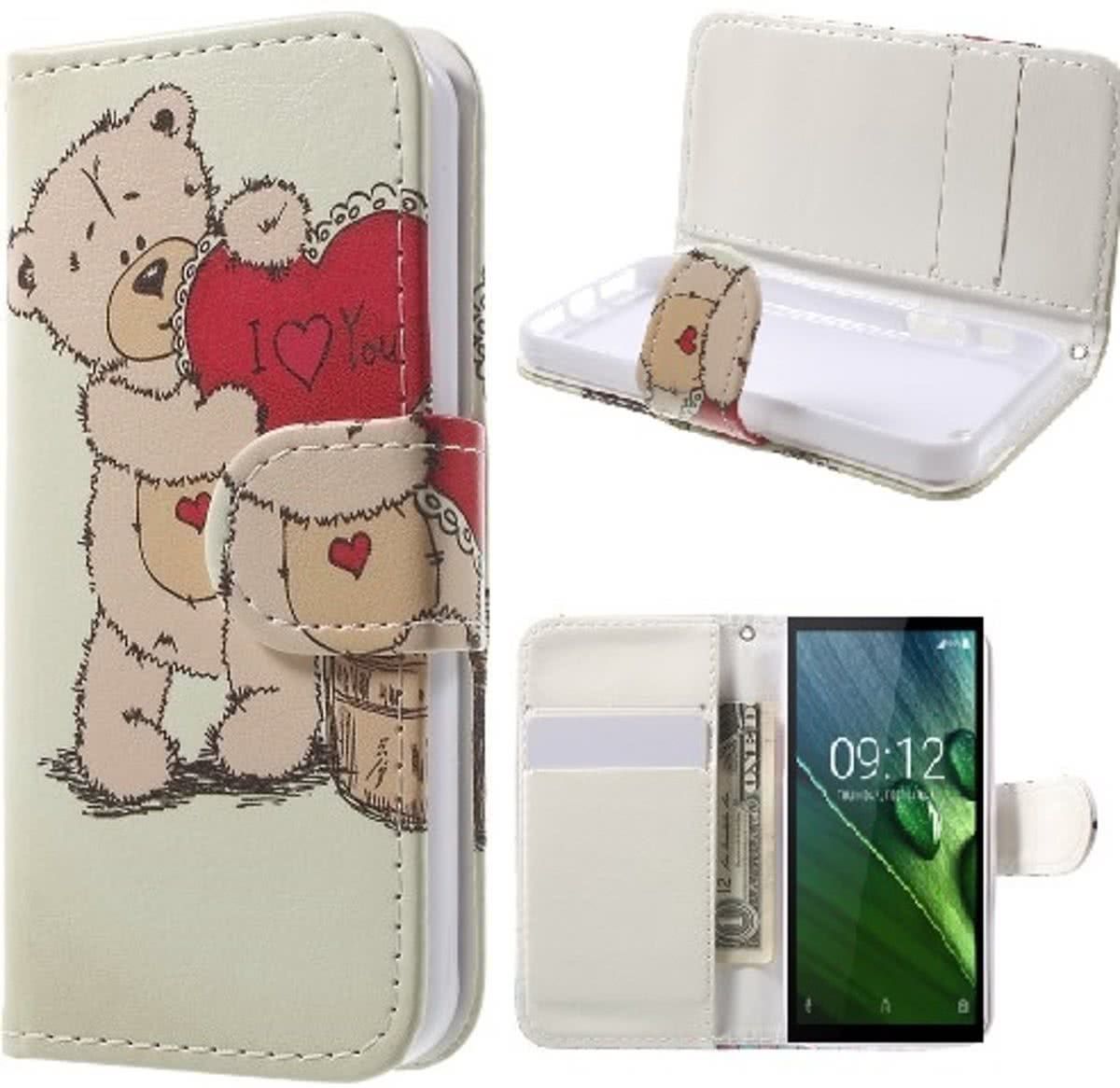 Qissy Lovely Bear Portemonnee case hoesje voor Sony Xperia X Compact - 8719665000998