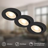 Briloner Show - Inbouwspots set van 3 - spotjes dimbaar - 3.000K warm wit licht - 4.9W - zwart - Ø9cm