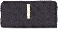 GUESS Yvonne Logo SLG Large Zip Around Wallet Coal Logo donkergrijs