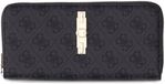 GUESS Yvonne Logo SLG Large Zip Around Wallet Coal Logo donkergrijs