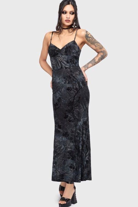 Killstar Celestial Summer - Midnight Vale Maxi Dress Dames Maxi-jurk - marineblauw - L