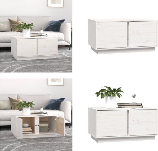 vidaXL Salontafel 80x50x40 cm massief grenenhout wit