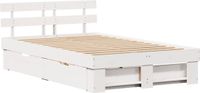 vidaXL Bedframe met hoofdeinde Wit 140 x 190 cm Massief grenenhout