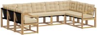 vidaXL - Hoek loungeset - 9 zitplekken - Wit en Beige - Acacia Hout