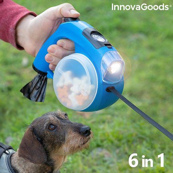 Innovagoods Multifunctionele 6 in 1 Hondenriem - Intrekbare - Blauw