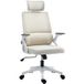Chaise de bureau réglable en hauteur, avec appui-tête, 60 x 61 x 121,5 cm, beige