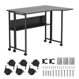 Maclean inklapbaar verrijdbaar bureau met plank en wielen 100x73 cm (zwart)
