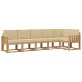 vidaXL - Buiten - bank - set - 6 - st - Wit - en - Beige - Polyester