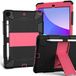 Case voor iPad 10.2 Inch 9e/8e/7e generatie 2021/2020/2019 met Drie-in-één ontwerp, schokbestendig Robuuste case met potloodhouder en standaard - Zwart+Rose