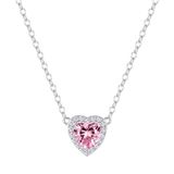 Trilani Ketting Zilver 925 Schakelketting 45 cm Zirkonia Roze