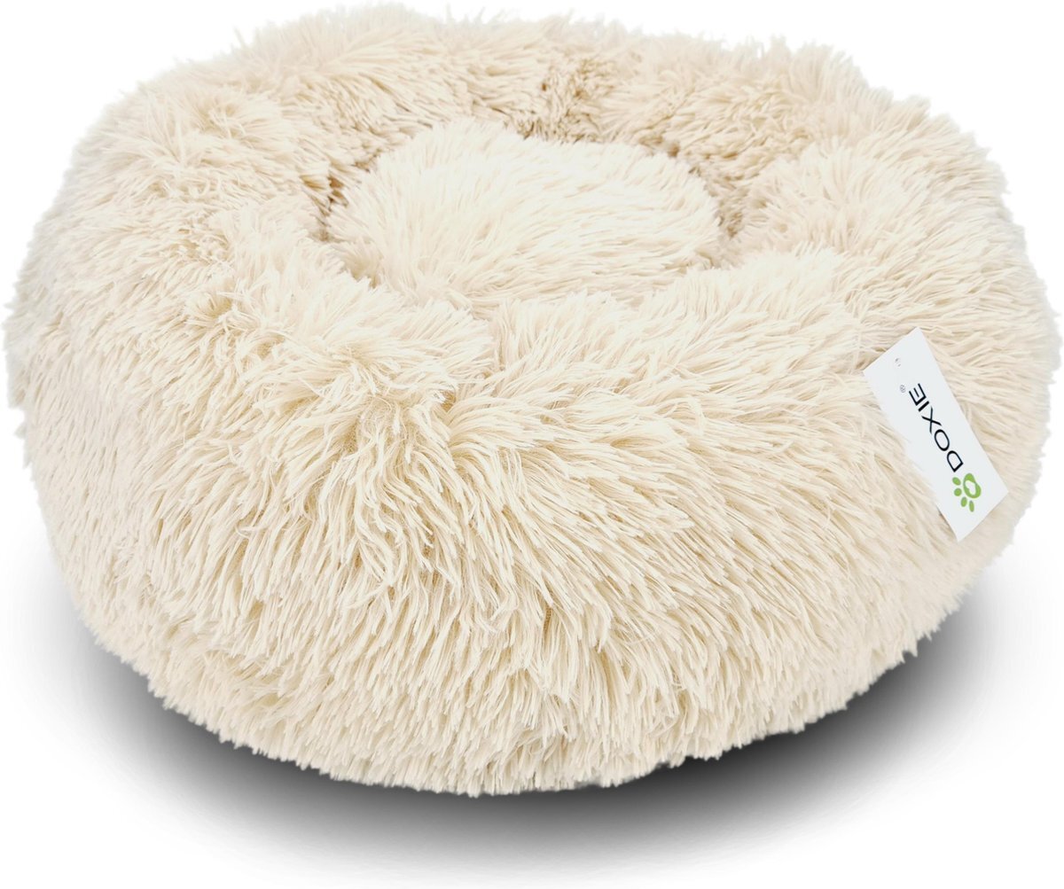 Doxie® Pluche Fluffy Donut Hondenmand – Kattenmand – Hondenkussen – Kattenkussen – Wasbaar – Antislip – ? 70 cm – Beige