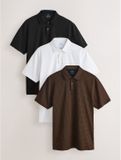 Next - Heren - Motionflex poloshirts met korte mouwen, 3-pack met opdruk - Zwart