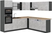 Vicco Hoekkeuken R-Line, Beton/Antraciet, 247 x 237 cm, WB Eik