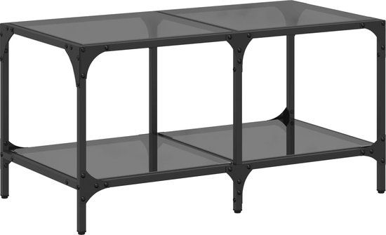 vidaXL Salontafel met zwart glazen blad 78,5x40x40 cm staal