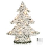 COM-FOUR® Kunstkerstboom met verlichting en timer, boom met kunstsneeuw en 30 warmwitte leds, kerstdecoraties