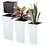 KADAX Bloempotset, bloempot van kunststof, plantenbak, weerbestendige bloempot, voor binnen en buiten, weerbestendige bloempot (mat wit, set van 3 stuks)