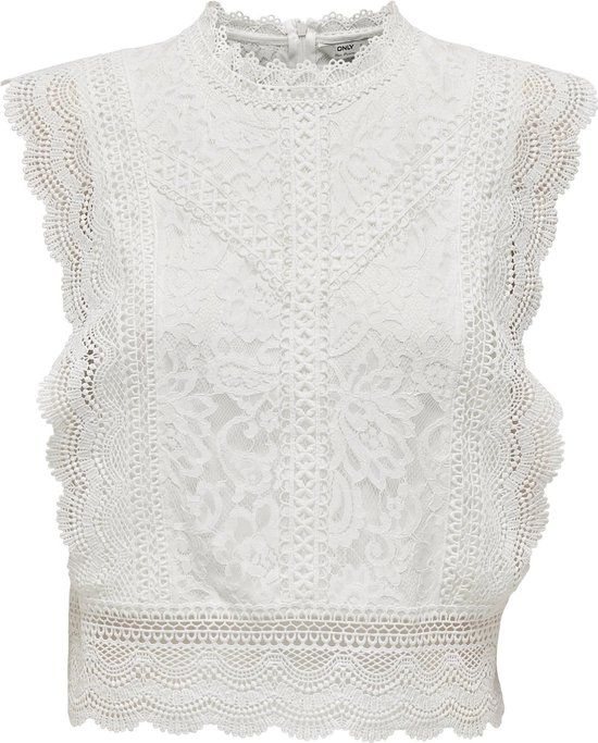 ONLY ONLKARO S/L LACE TOP NOOS WVN Women's Top - Size S - Cloud Dancer