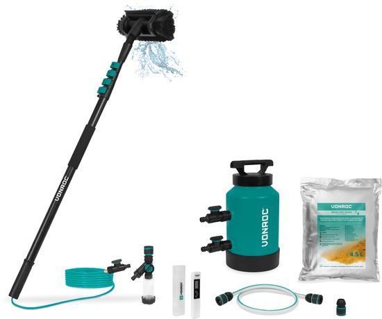 VONROC Aluminium Telescopische Wasborstel 4,6m en DI-Puurwaterfilter - Complete Set