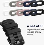 kwmobile 10x Horloge band lusje geschikt voor 22mm Smartwatch Strap (Universal) lus bandje voor Fitness tracker en smartwatch van silicone - meerkleurig