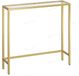 VASAGLE Table console, table d'appoint, surface en verre trempé, table basse moderne, montage facile, pieds réglables, salon, entrée, or clair transparent