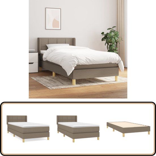 vidaXL Boxspring met matras stof taupe 100x200 cm