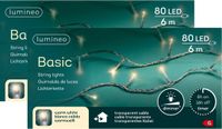 Lumineo Kerstverlichting - 2x - 80 leds - warm wit - 600 cm - transparant snoer - timer en dimmer