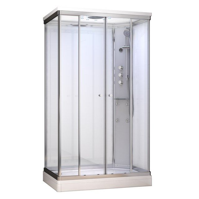 Maxaro Complete Douchecabine 140x90cm Wit Modera Watermassage LED Verlichting