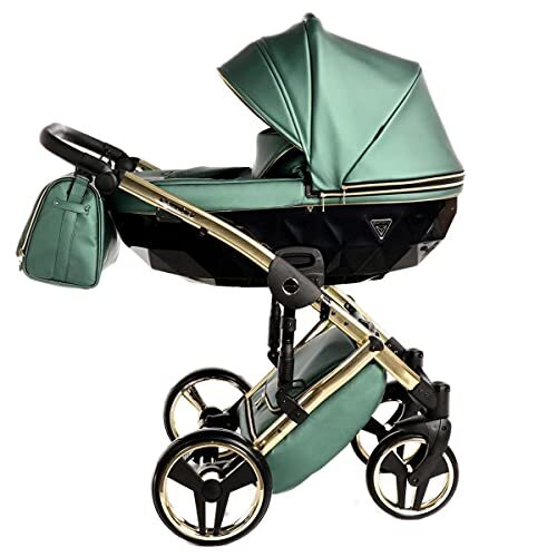 Lux4Kids Junama kinderwagen combinatie kinderwagen premium buggy babyzitje + accessoires Isofix selecteerbaar Fluo Line van Ferriley & Fitz Green 02 2in1 zonder autostoel